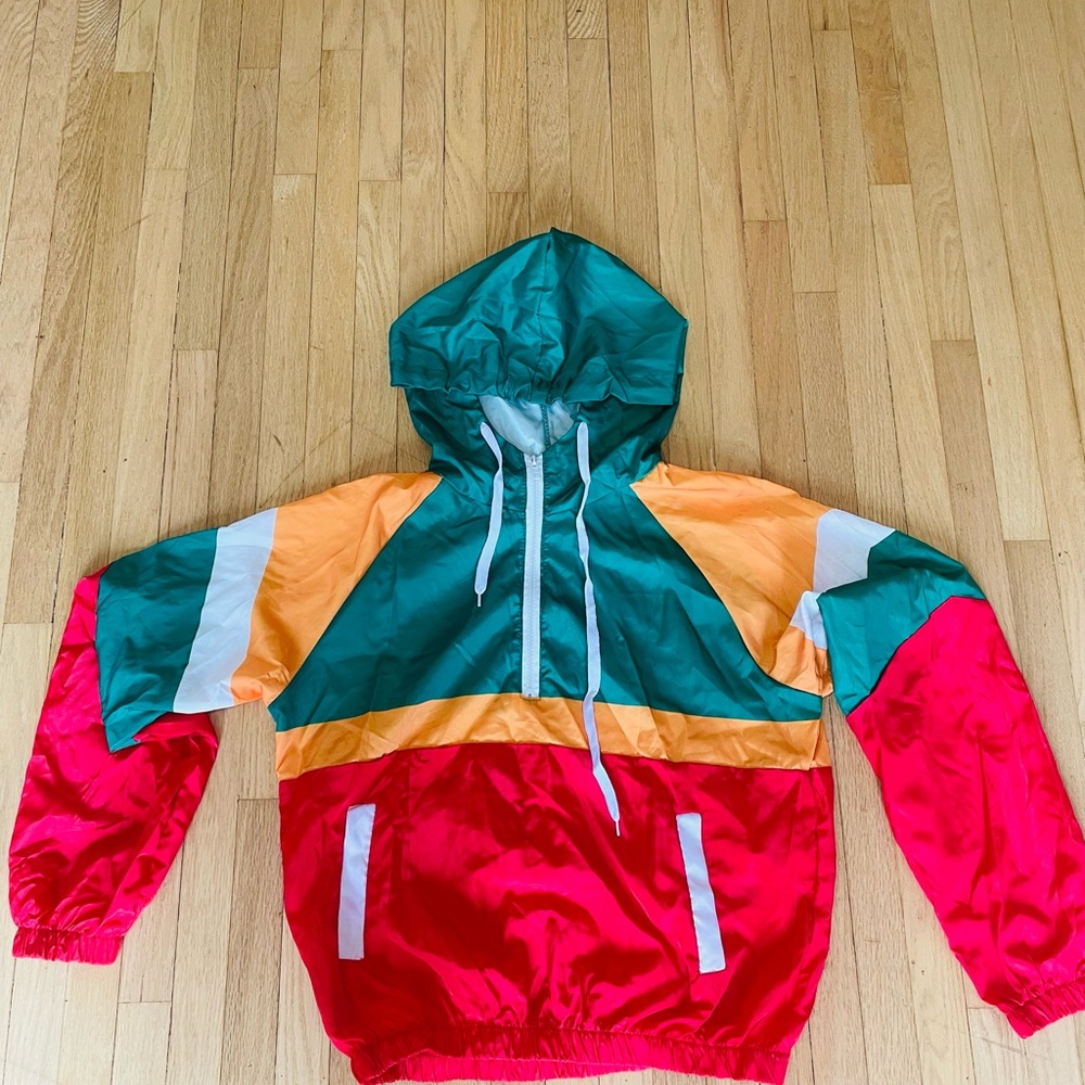 Colorful Hooded Windbreaker Short Set